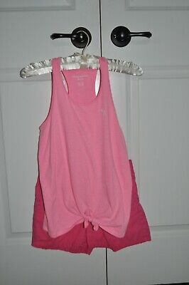 Abercrombie girls pink tank with Childrens Place pink shorts, outfit, size 11/12