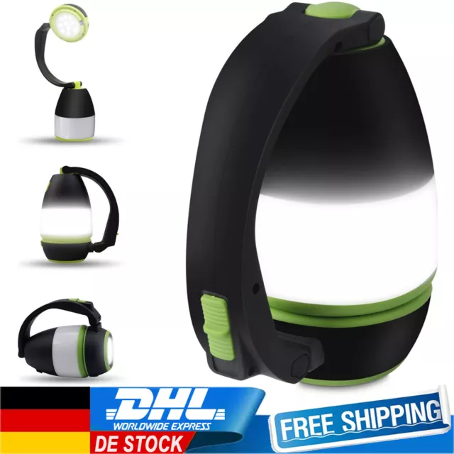 LED Campingleuchte Outdoor Camping Lampe Akku USB-Aufladbar Laterne Zelt Licht