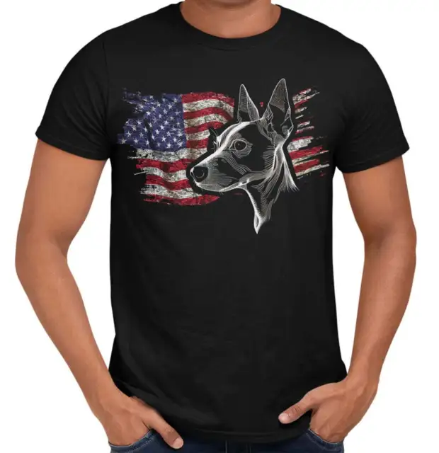 Patriotic Rat Terrier American Flag - Adult Unisex T-Shirt