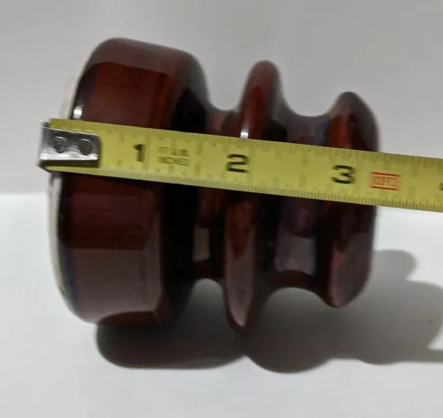 Vintage Locke Hi-Top 66 USA Porcelain Power Line Insulator Ceramic Brown 9