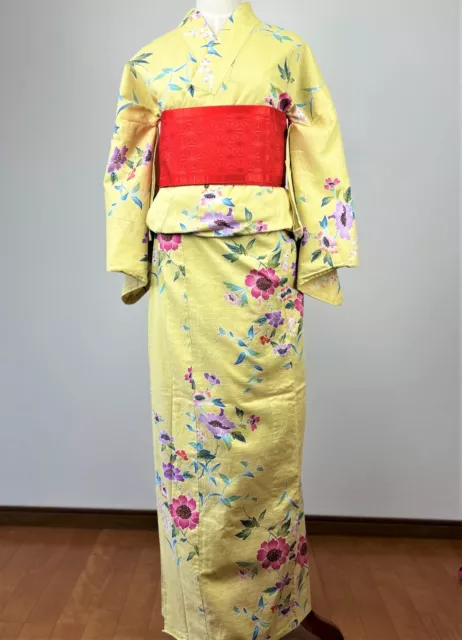 【Near Mint】vintage japanese yukata, summer yukata,women yukata , w/obibelt