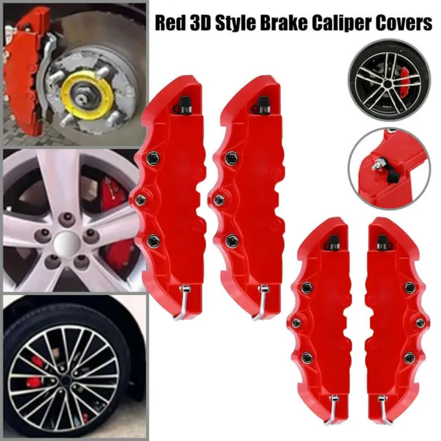 4x Red 3D Style Front+Rear Car Disc Brake Caliper Cover Brake Accessories Parts