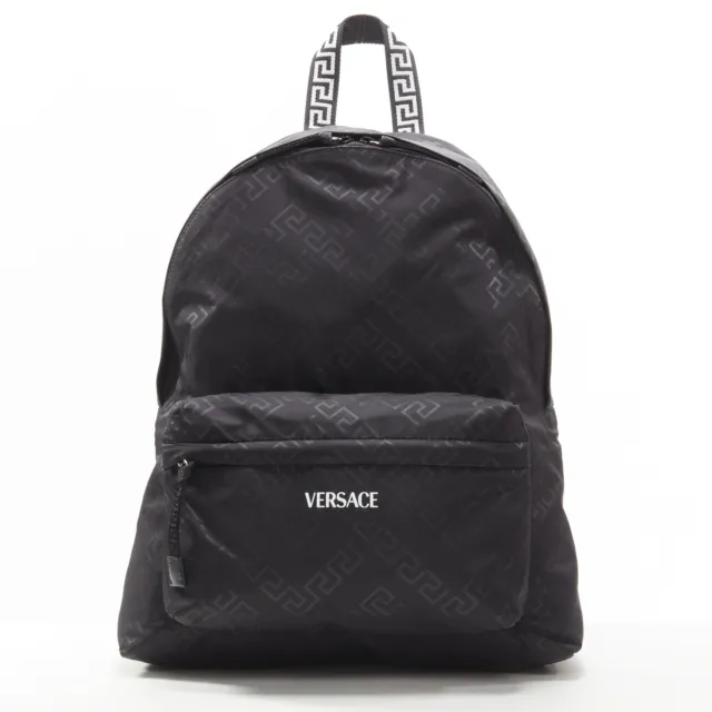 new VERSACE La Greca Greek Key black 90's logo backpack bag