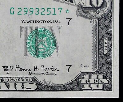 $10 1950E Star CU Federal Reserve Note G29932517* series E ten dollar Chicago G7
