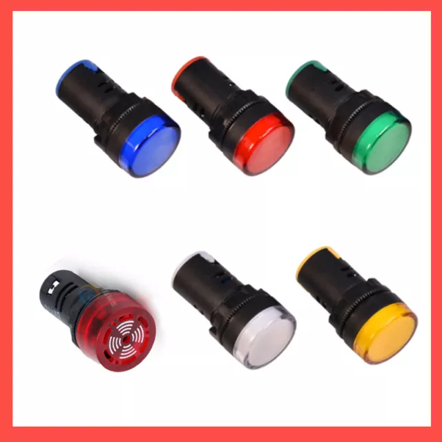 22mm LED Pilot Light Panel Indicator Signal Warning Lamp AC DC 12V 24V 220V 380V