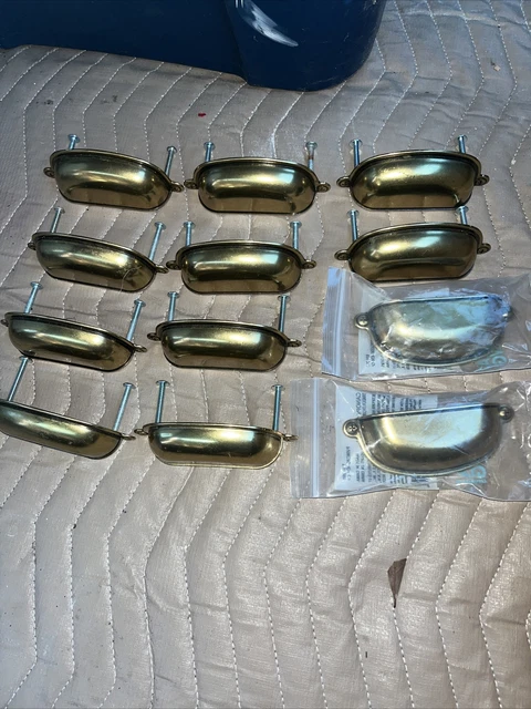 Pottery Barn Classic Hardware Cup Bin Pull 3" Brass (12) Pottery Barn Classic Hardware Cup Bin Pull 3" Brass (12)
