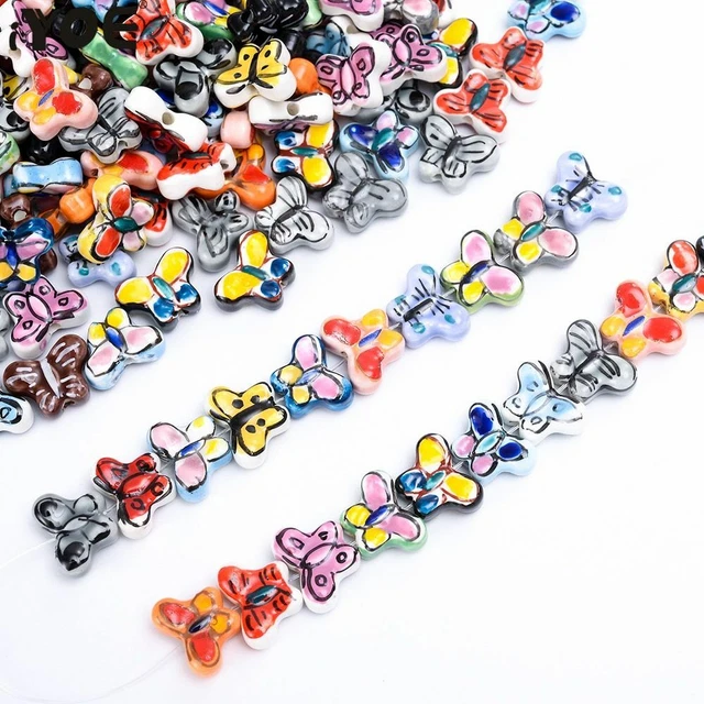 Butterfly Ceramic Beads 14x18mm Colorful Spacer Glaze Bead Jewelry Making 5/10/2