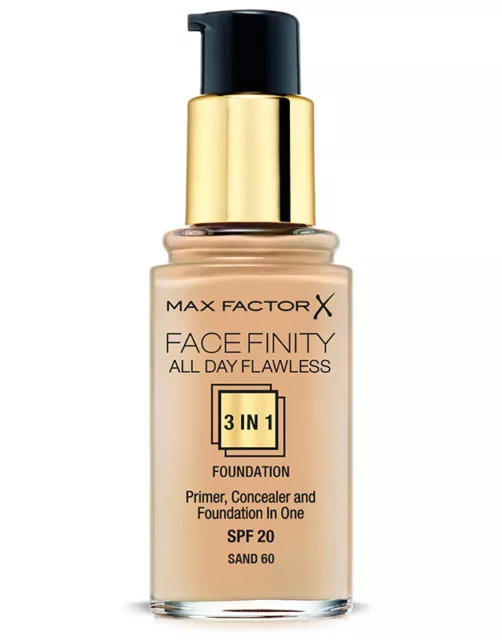 Fond de teint pompe MAX FACTOR Face Finity 3in1 Sand 60 SPF20