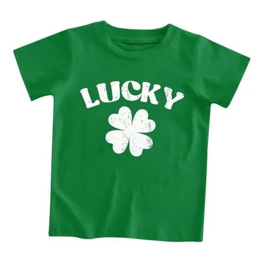 Kids St. Patrick's Day Shirt 1-8 Years Old Toddler Charm Clover 7-8 Years Lucky