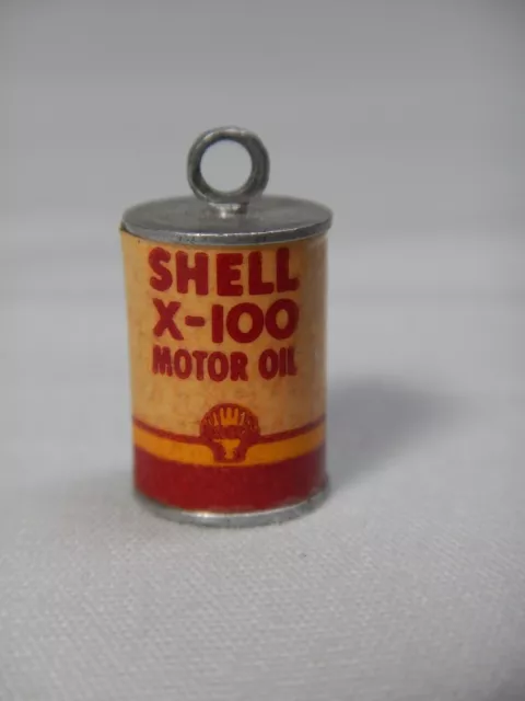 Vintage SHELL Motor Oil X-100 keychain charm 5/8"