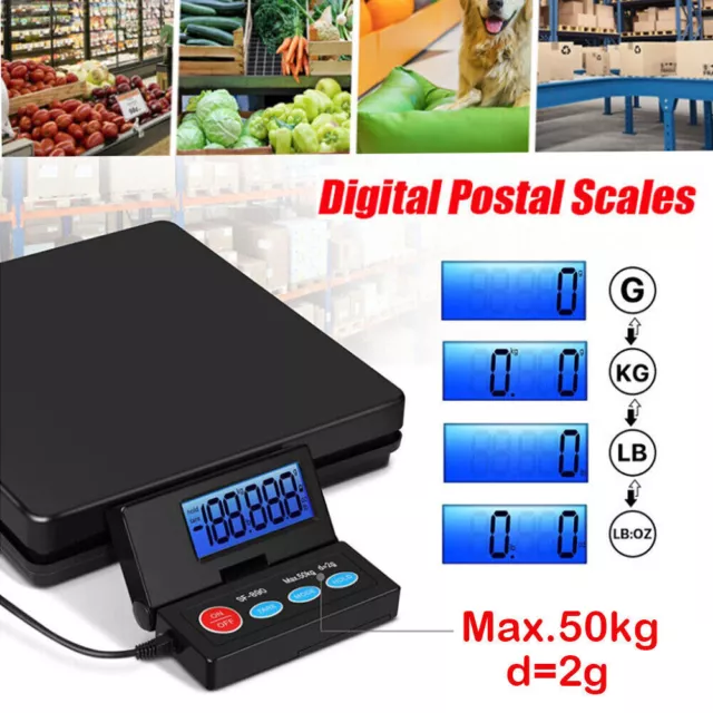 Digitale Paketwaage 50kg/110lb Postwaage Plattformwaage LCD-Display  g/kg/oz/lb