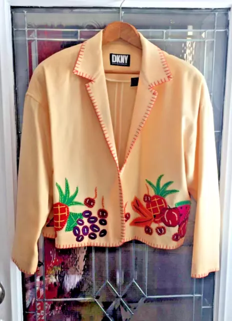 DKNY Donna Karan Collection Yellow Embroidered bolero jacket- runway Size M