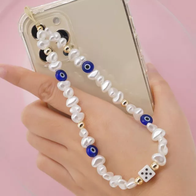 Phone Case Chain Strap Mobile Lanyard Charm Evil Eye Chain Color Crystal Beaded