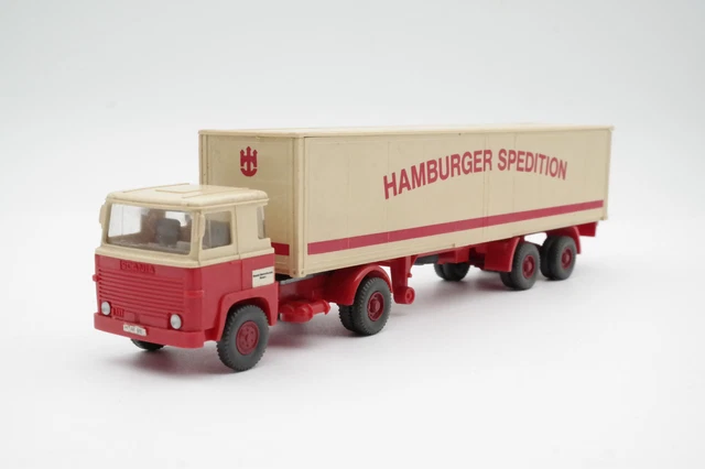 Wiking 051319 H0 Koffersattelzug Henschel HS 14/16, Rot-beige, Spur HO 1:87 – Sammlermodell