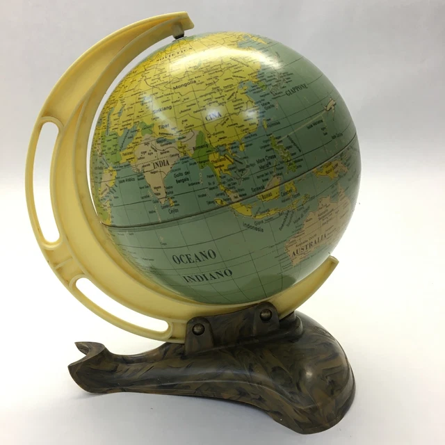 Mappamondo Originale Epoca Anni 50 Latta Con Base Bakelite M S Western Germany