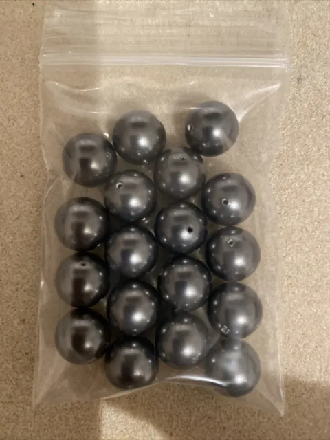 x18 10mm gunmetal irridescent grey faux pearl round beads NEW