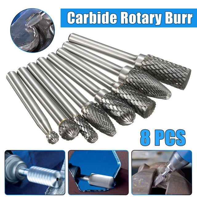 8pcs 6mm Tungsten Carbide Point Burr Die Grinder Shank Rotary Drill Bits Alloy