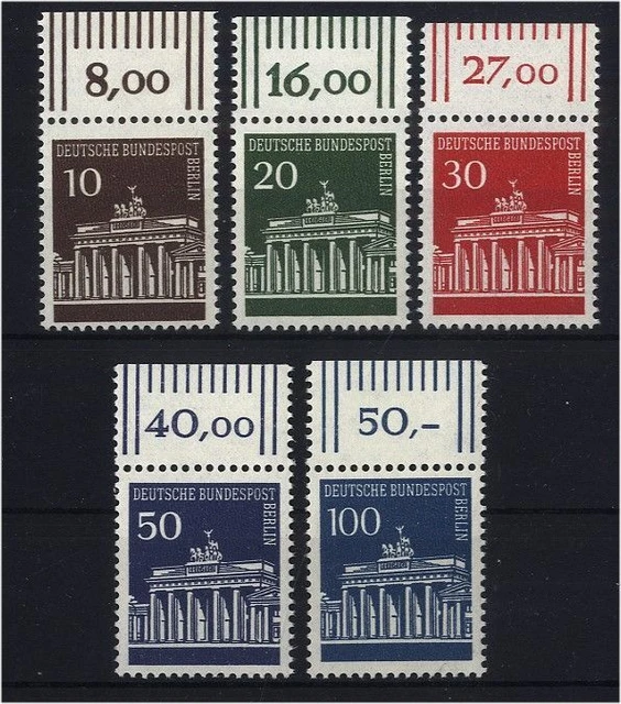 Berlin, Michel Nr. 286-290 W postfrisch - Oberrand - Brandenburger Tor [58457
