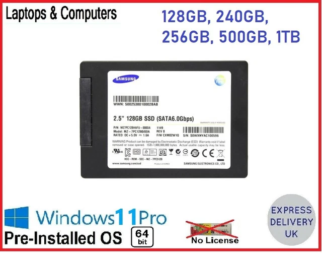 SSD 120GB/128GB Con Windows 11 Pro 24H2 Preinstallato - Pronto All'uso Per PC E Laptop