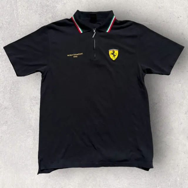Vintage Ferrari World Champions Polo Shirt Mens XL Black F1 2000 Schumacher