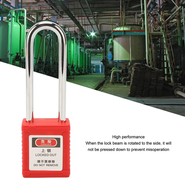 Blocco etichetta di sicurezza isolamento energetico rosso antipressione acciaio inox fascio lungo