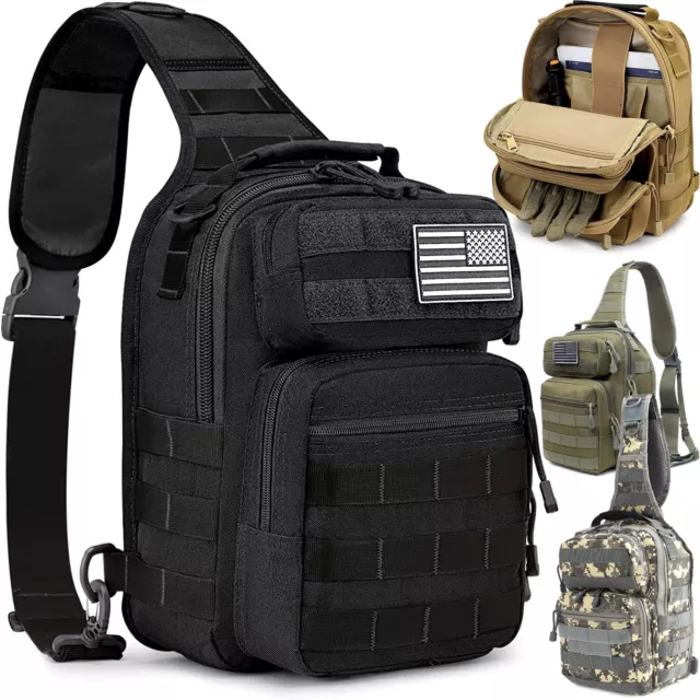 TACTICAL SLING BAG Pack Military Rover Shoulder Backpack Molle Assault ...