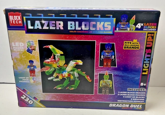 NEW BLOCK TECH Lazer Blocks Dragon Duel Color Changing LED Building 230 ...