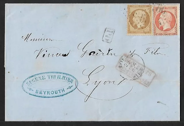 Lebanon French Post To France Napoleon Stamps On Cover 1864