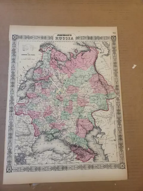 Johnson's 1864 Large colored map of Russia (Europe)