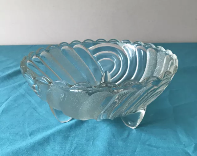 Crown Crystal Harlequin Glass Large Bowl Vintage 21cm Diameter