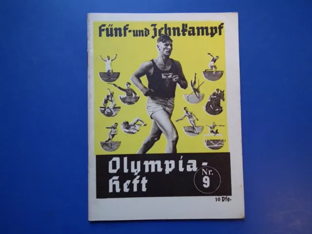 altes Heftchen aus 1936  Olympia-Heft Nr.9 Fünf Zehnkampf sehr schönes Exemplar