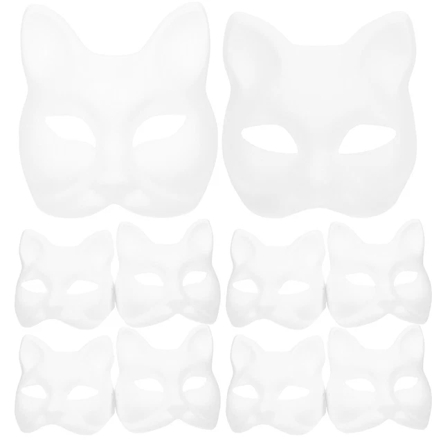 10 piezas Máscara de gato zorro máscara de animal hágalo usted mismo máscara de papel en blanco máscara máscara pintura a mano