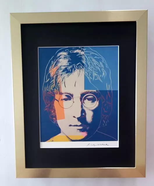 ANDY WARHOL + GORGEOUS 1980's SIGNED + JOHN LENNON + PRINT MATTED & FRAMED