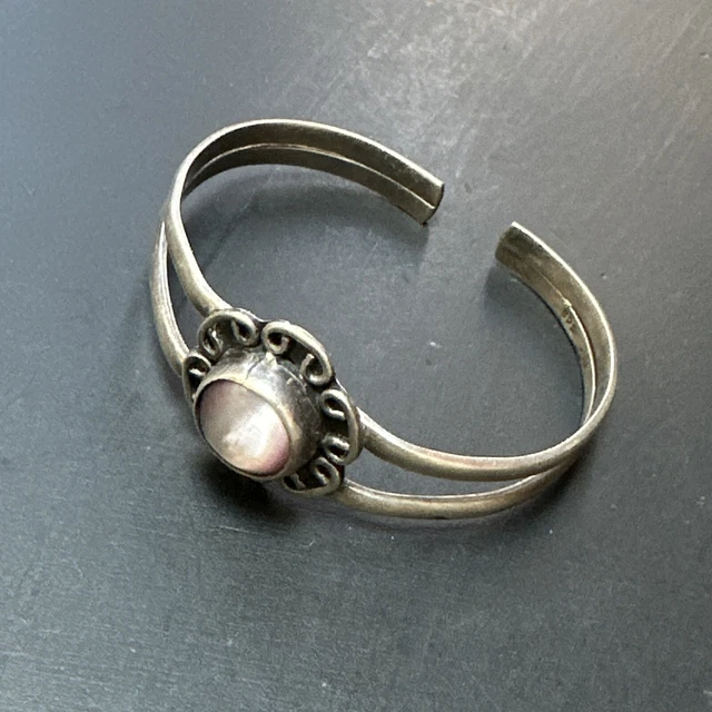 Argent Fonte Bracelet Gourmette En Argent Massif 925 - Style Jonc Art Déco/Ethnique - Occasion Bijou Ancien Argent Occasion