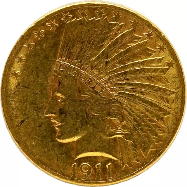 1911-P $10.00 Indian head gold coin ungraded in extremely fine condition