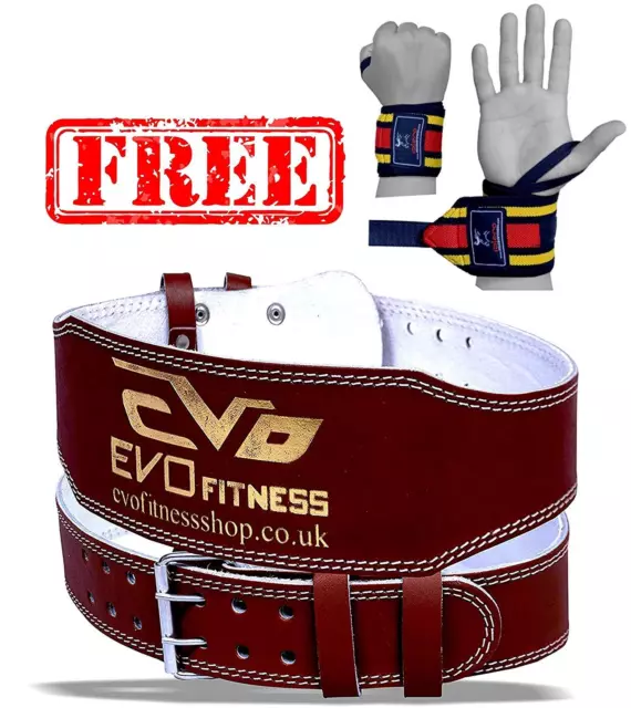 EVO 6" 4" Pure Leather Gym Belts Weightlifting Straps Back Support Wraps Fitness