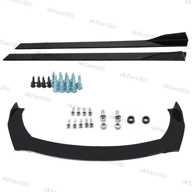 For Honda Civic 05-20 Front Bumper Lip Splitter Spoiler + Side Skirts Kit #UF