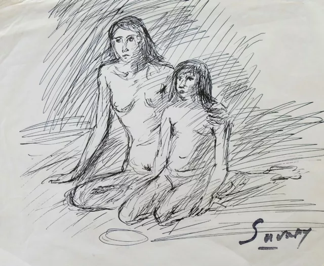 Robert savary - Dibujo Original - Tinta - Desnudo 70