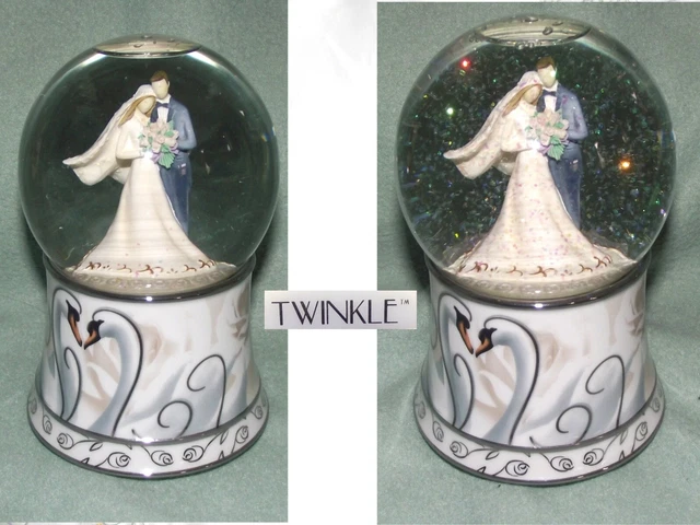 * "Globo d'acqua musicale SANKYO ""Vintage"" sposa e sposo * suona MARCIA MATRIMONIO *