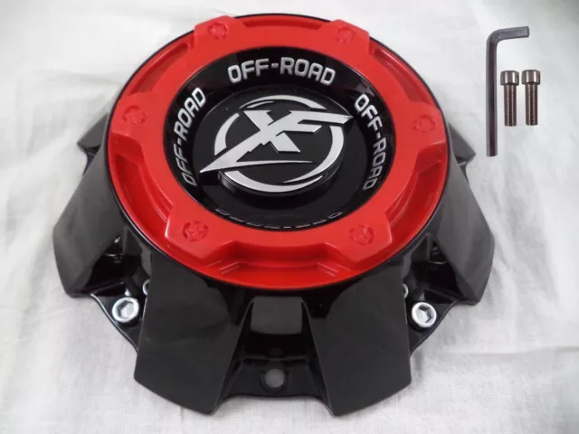 XF Offroad Wheels Gloss Blk / Red Top TALL Custom Center Cap # 1444L227H (1 CAP)