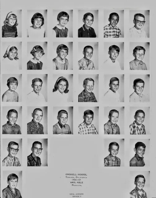 Vintage Old 1966 Class Photo of Students CROWELL SCHOOL in Turlock California
