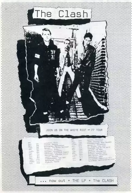 THE CLASH - 'White Riot 77' LP Album / Tour Window Poster - Punk - reprint