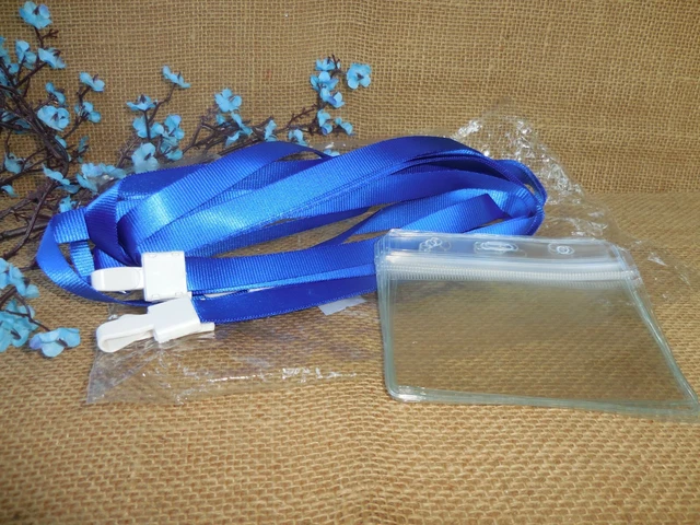 5 Pack ~ 4 X 3 Badge Holder With Lanyard ~ Royal Blue ~ Fast Shipping