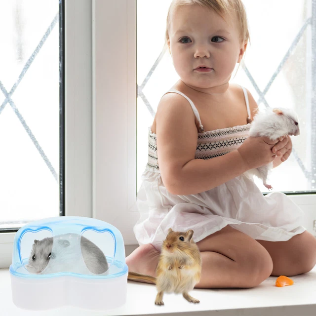 Bañera de hámster pequeña para mascotas adorable baño de arena puerta en forma de corazón