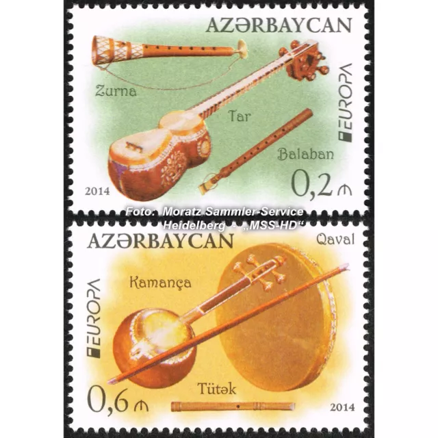 Aserbaidschan Azerbaijan Europa CEPT 2014, Musikinstrumente, kmpl. Satz ** pf.