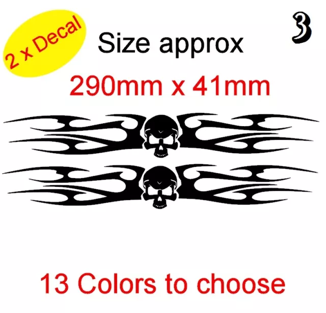 SET 2X TRIBAL FLAME SKULLS Graphic Vinyl Decal Sticker Car, Laptop Bike (REF 3)