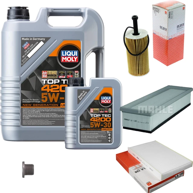QR-PARTS Inspektionspaket - Komplett-Set Mit Ölfilter, Luftfilter, Innenraumfilter + 5L Motoröl