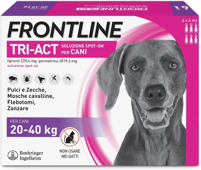 FRONTLINE Triact, 6 Pipette, Cane L (20-40Kg), Antiparassitario per Cani