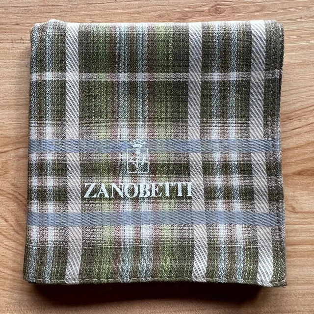 Handkerchief Men's Vintage Art Green Gingham Pocket Square Cotton 17"