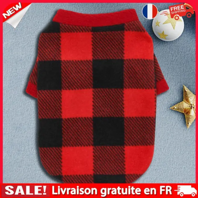 Fleece Dog Clothes Casual Plaid Puppy Vest Jacket New Year Pet Products (S)